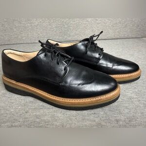 Clarks Zante Zara Black Leather Lace Derby Wing Oxford Shoes Womens Size‎ 10